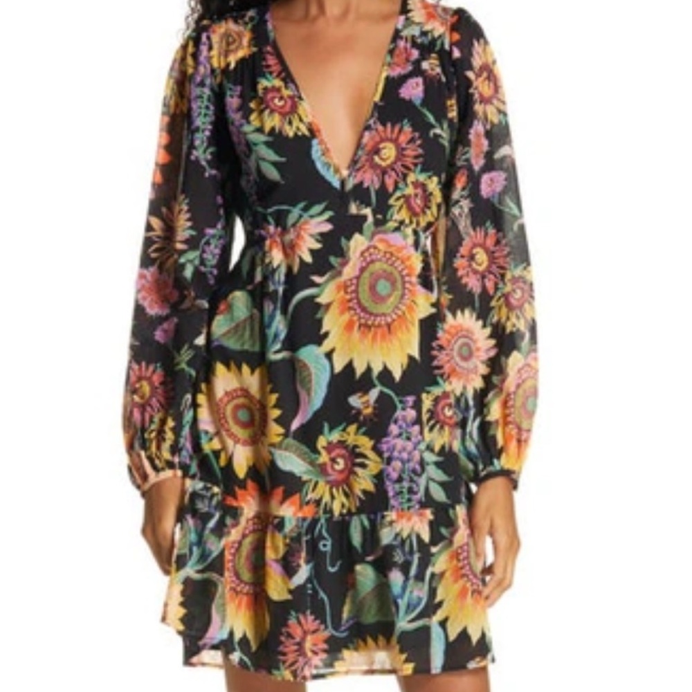 Banjanan Peony Long Sleeve Fit and Flare Dress